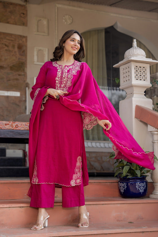 Crush cotton with lining beautiful three piece set (B657)