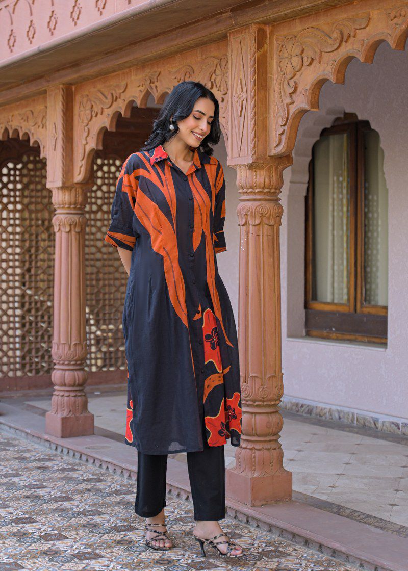 Pure cotton digital print smart two piece cordset (B924)