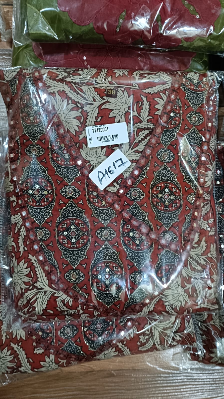 Pure cotton kalamkari flared three piece set (A1617)