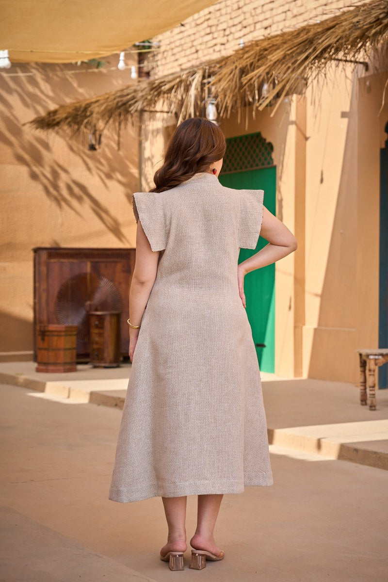 Smart jute linen with lining one piece dress (B423) – Attire By Ayaana