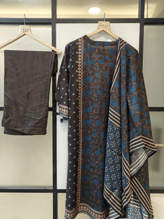 Pure muslin silk three piece set (B416)