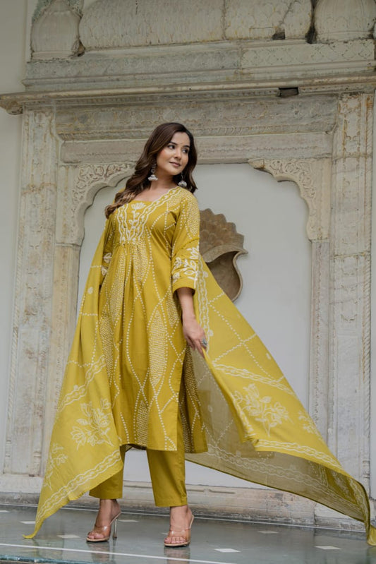 Green pure cotton three piece set (A540)