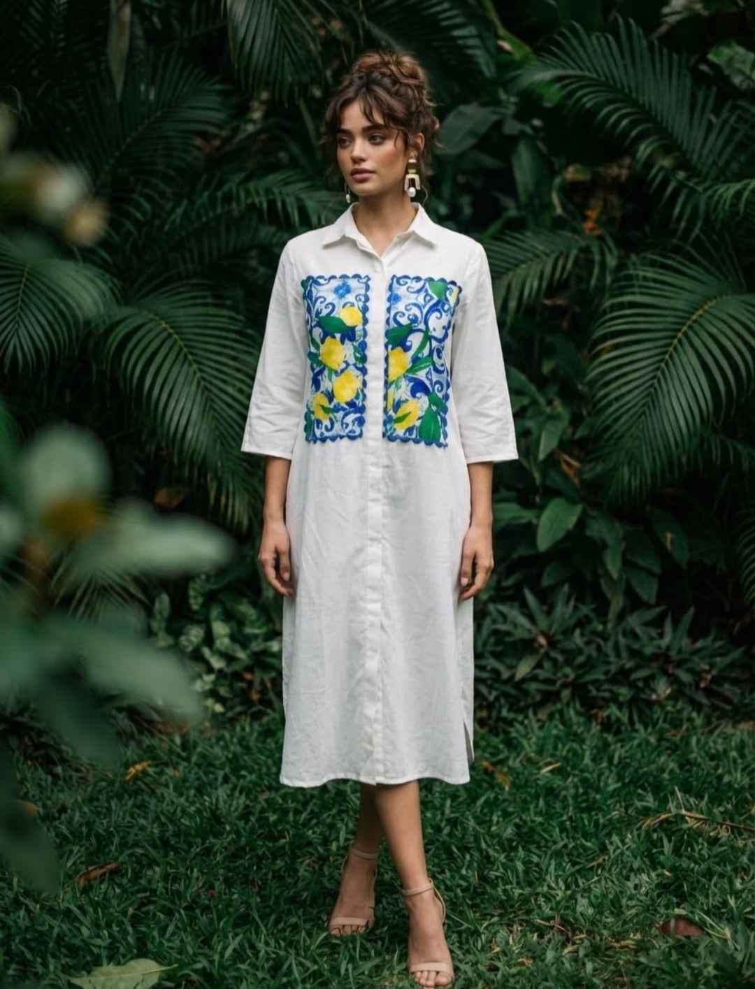 Cotton linen with lining smart one piece dress (B699)