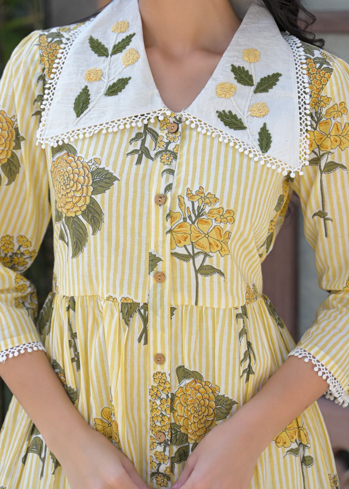 Pure cotton stylish one piece dress with mul lining smart dress (S196)