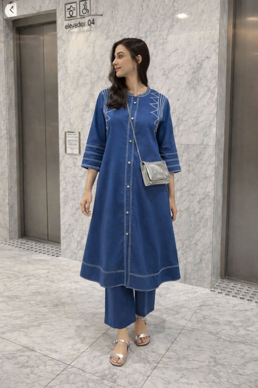 Cotton linen smart two piece cordset (B655)