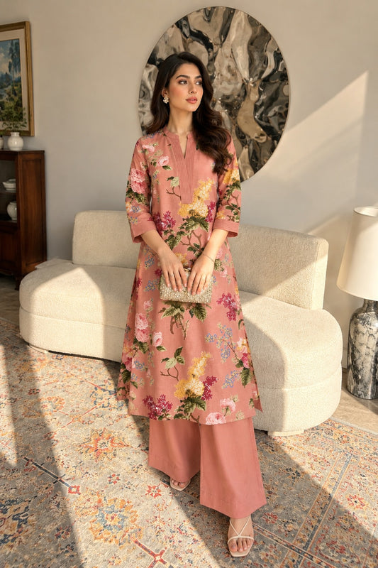 Pure cotton digital print smart two piece cordset (S447)