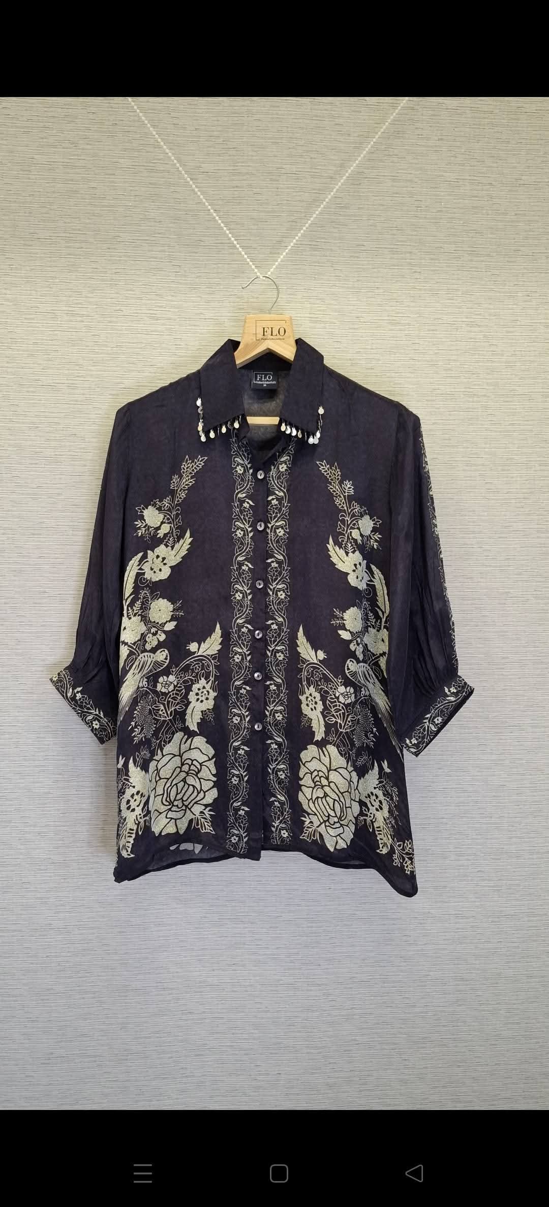 Pure crape silk with coin detailing only shirt (A389)