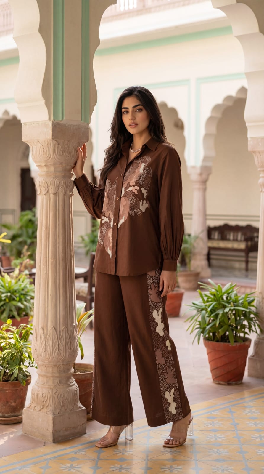 Pure cotton fully embroidered smart two piece cordset (B893)