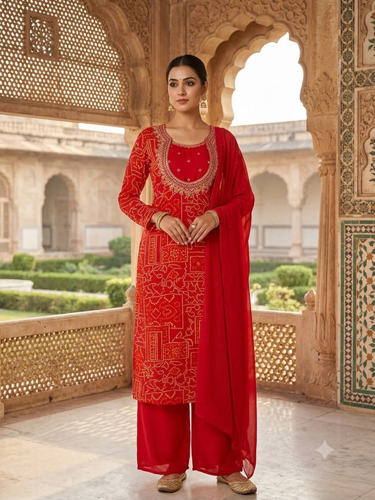 Pure chinnon with buster A line pattern three piece set (C717)