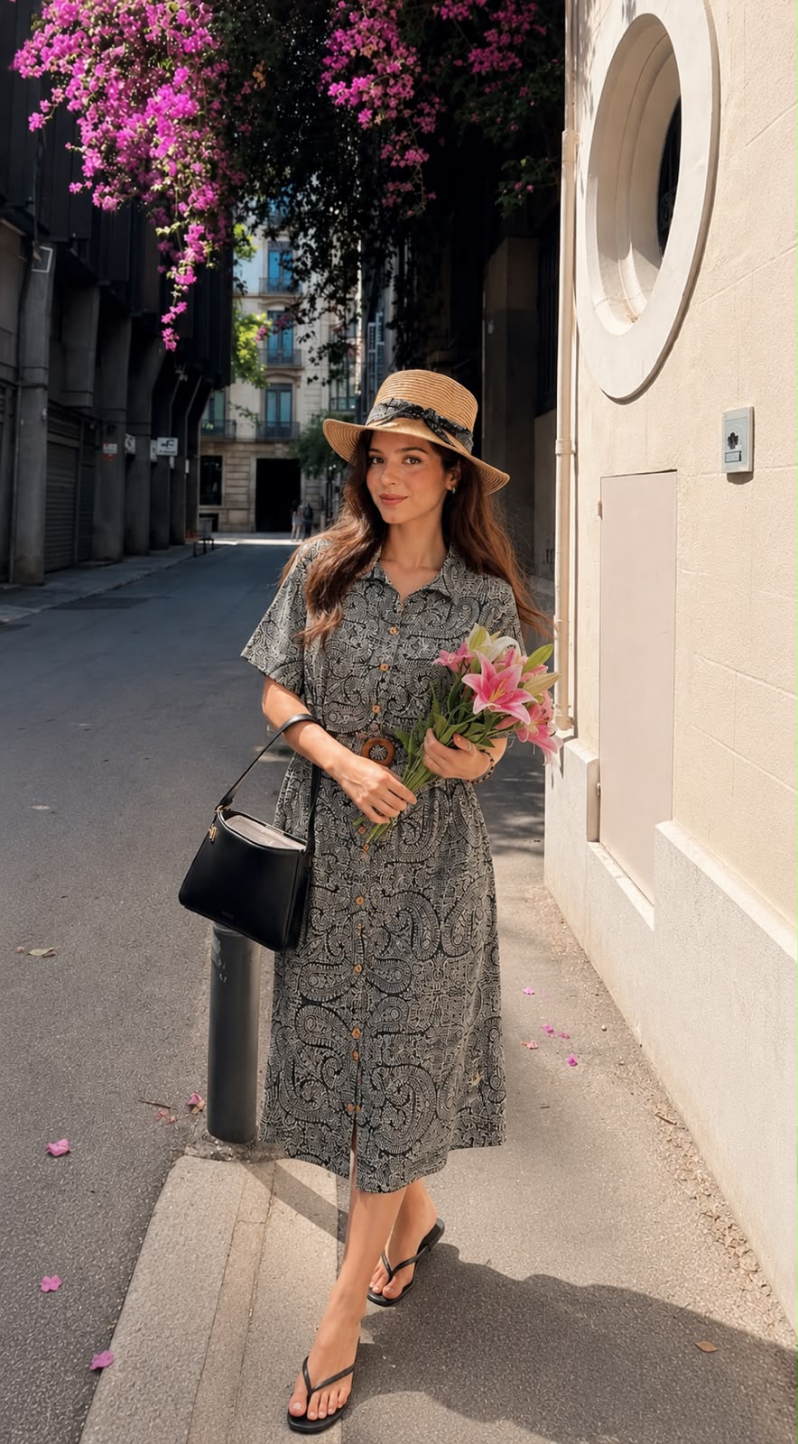 Pure cotton smart dress with Hat (S167)