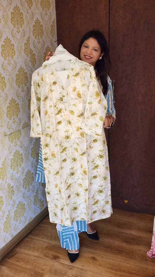 Ivory pure cotton three piece set (P1692)