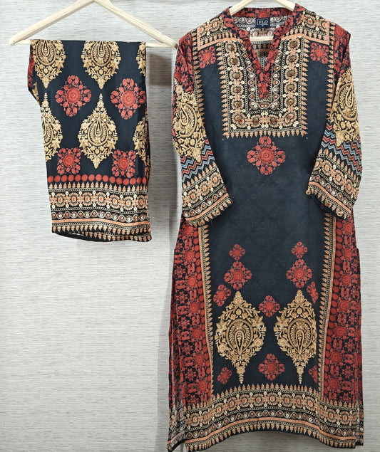 Pure crape digital print smart two piece cordset (C723)