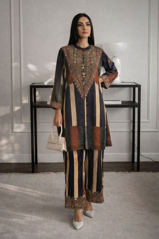 Pure crape with lining smart two piece cordset (B442)