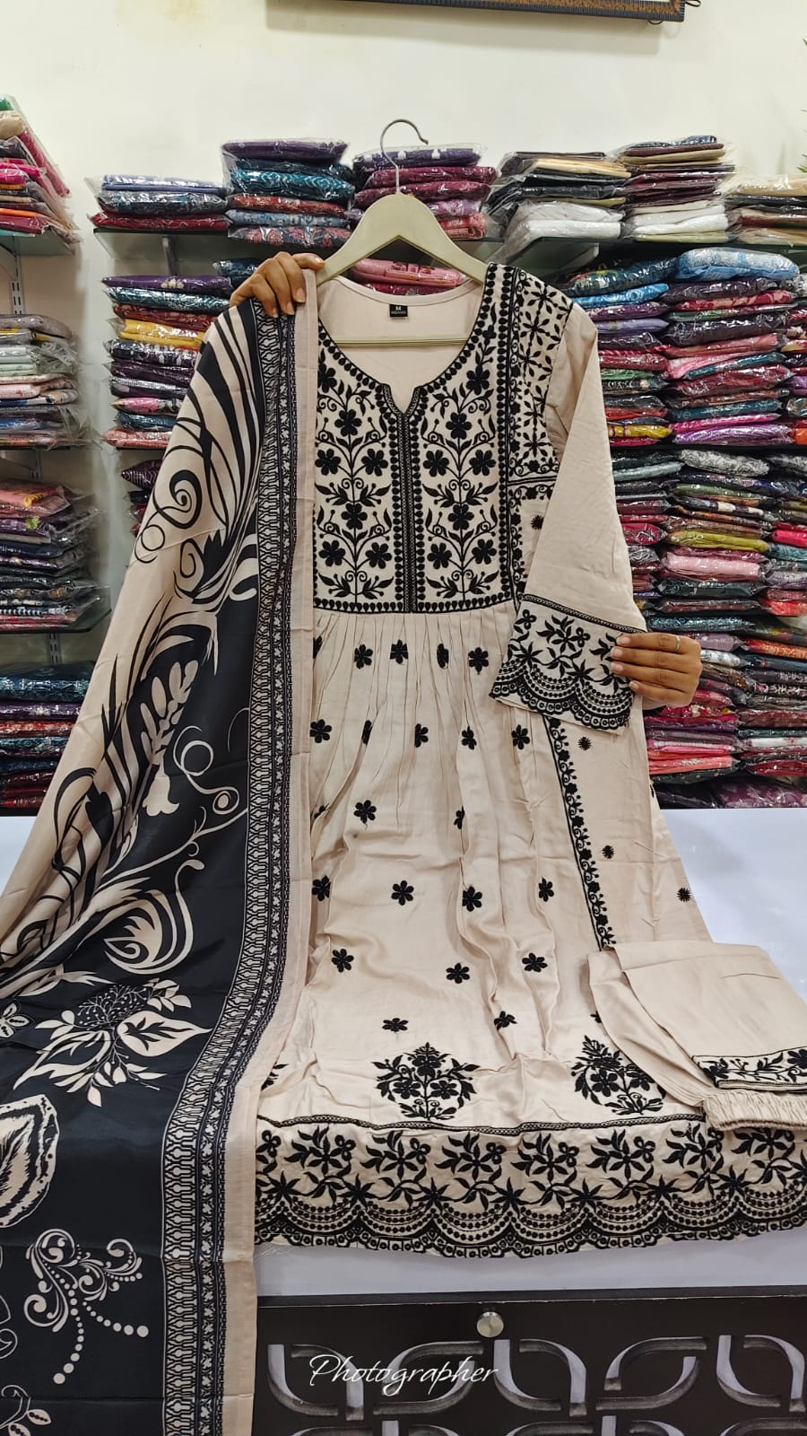 Cotton modal full chikankari smart three piece set (B461)