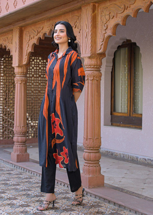 Pure cotton digital print smart two piece cordset (B924)