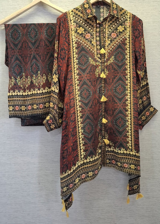 Pure ajrakh designer two piece cordset (A966)