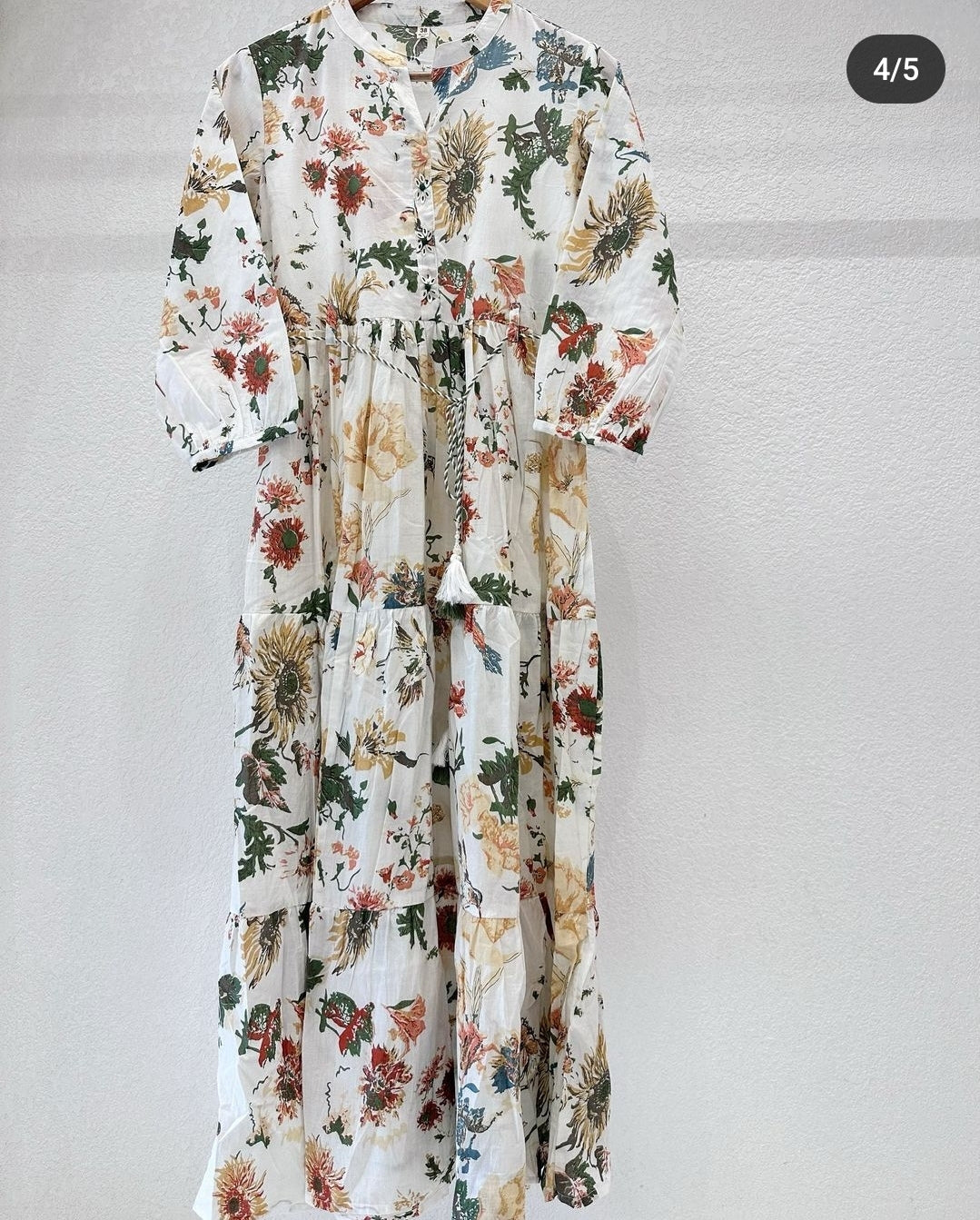 Pure cotton off white color digital print one piece dress (P289)