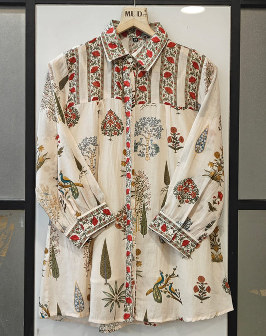 Soft mul chanderi  smart one piece shirt (B760)