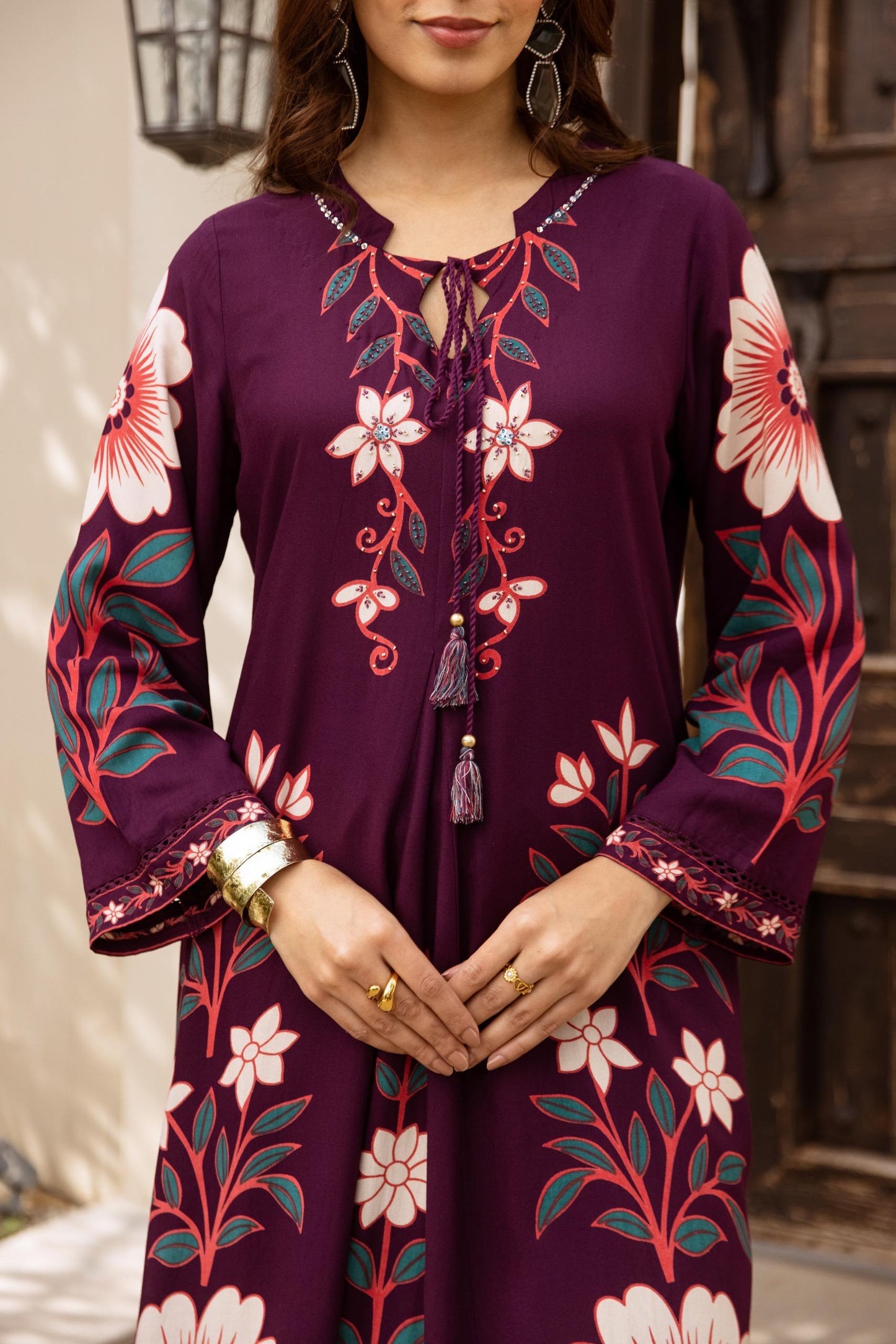 Purple cotton modal two piece cordset (B160)