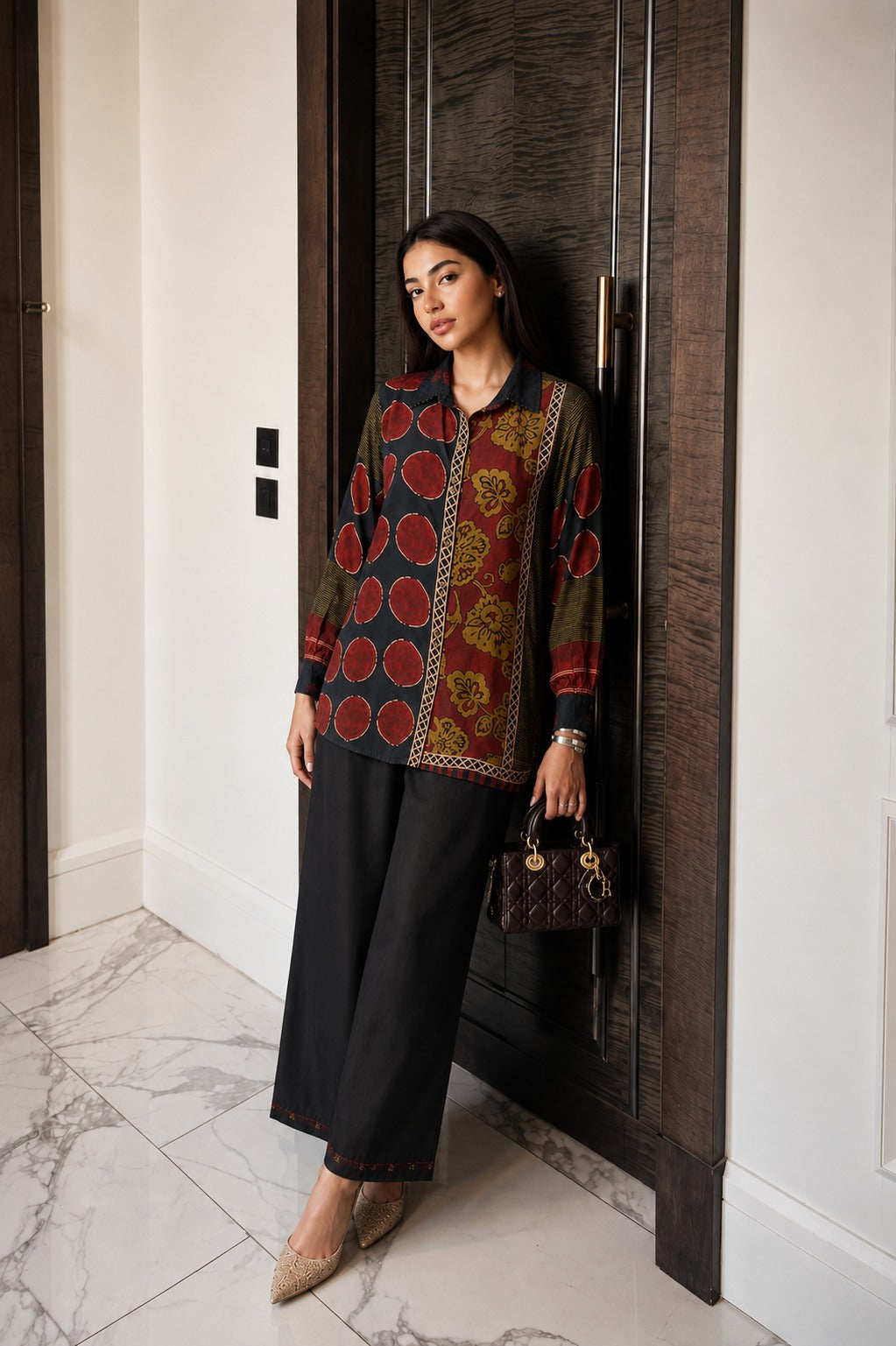 Pure crape digital print smart two piece cordset (S315)