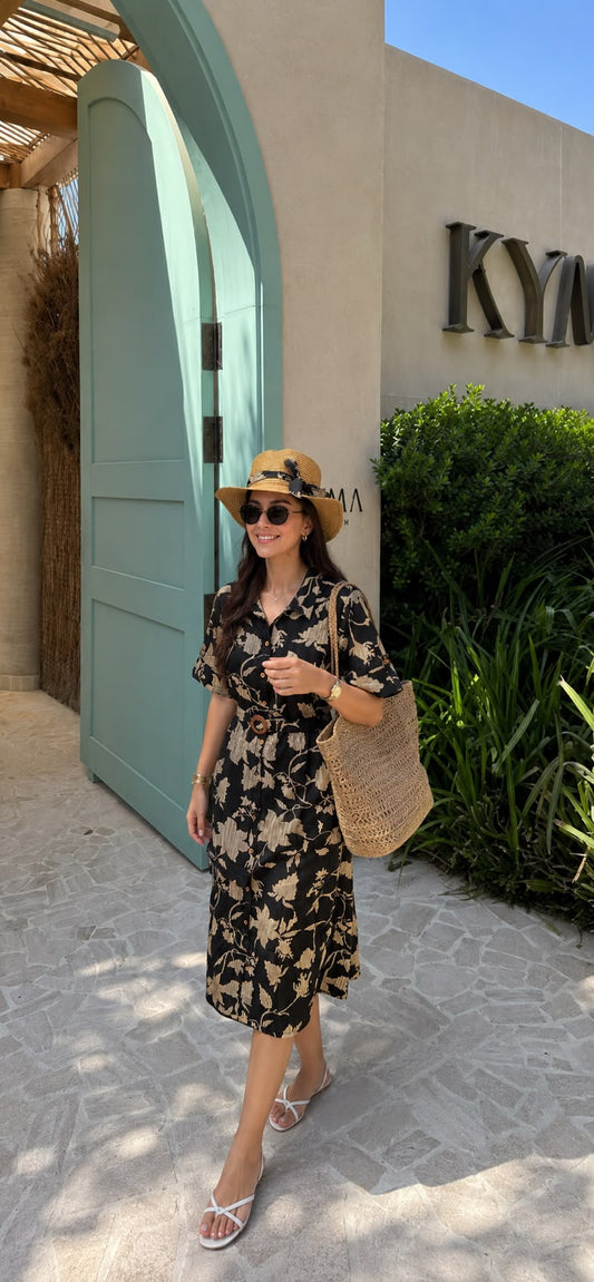 Pure cotton smart dress with Hat (S168)