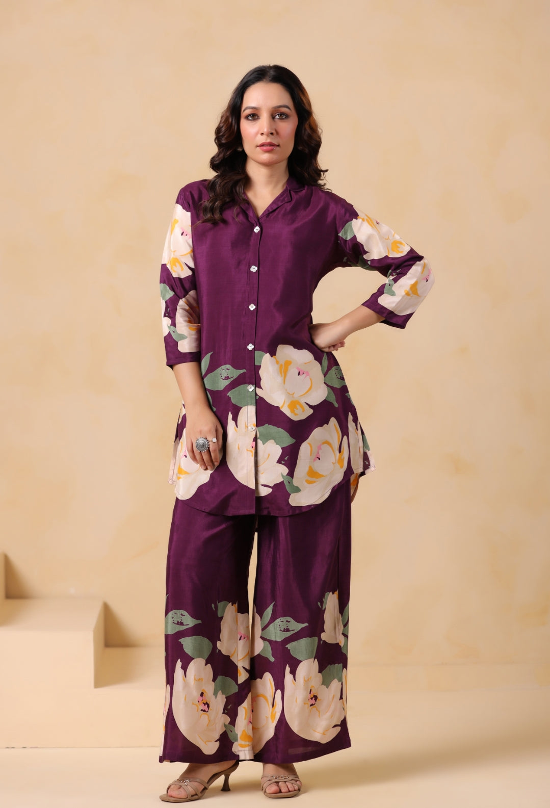 Russian crape with digital print smart two piece cordset (C661)