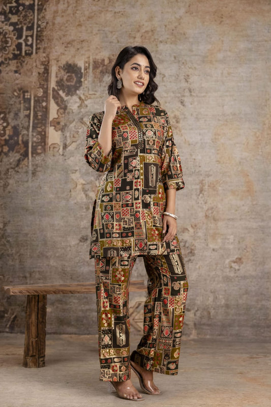 Green cotton modal two piece cordset (A149)