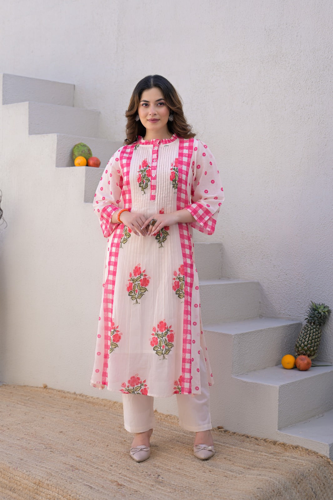 Pure mul cotton with lining very summery smart two piece set (B1038)