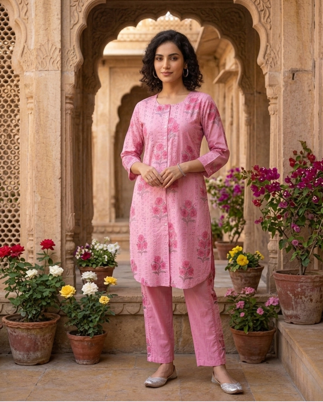 Cotton shifali with lining smart two piece cordset (B975)