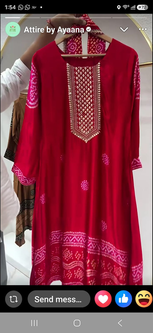 Pure gaji silk with lining bandani smart three piece set (S374)