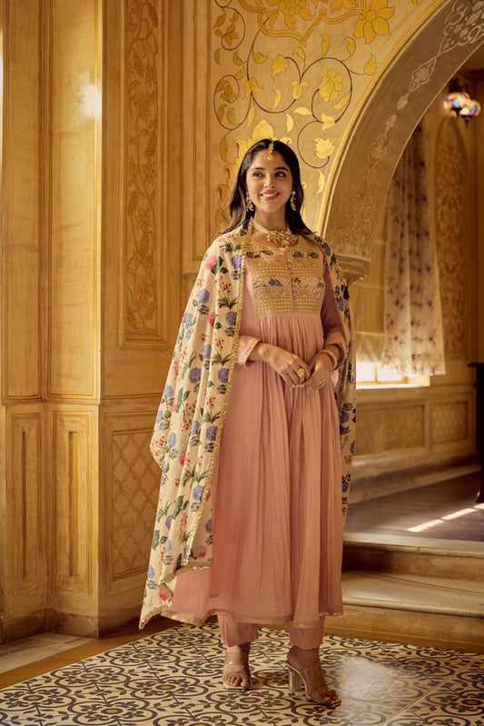 Restocked dispatch after 2 days Pure mul chanderi with heavy work three piece set (B275)