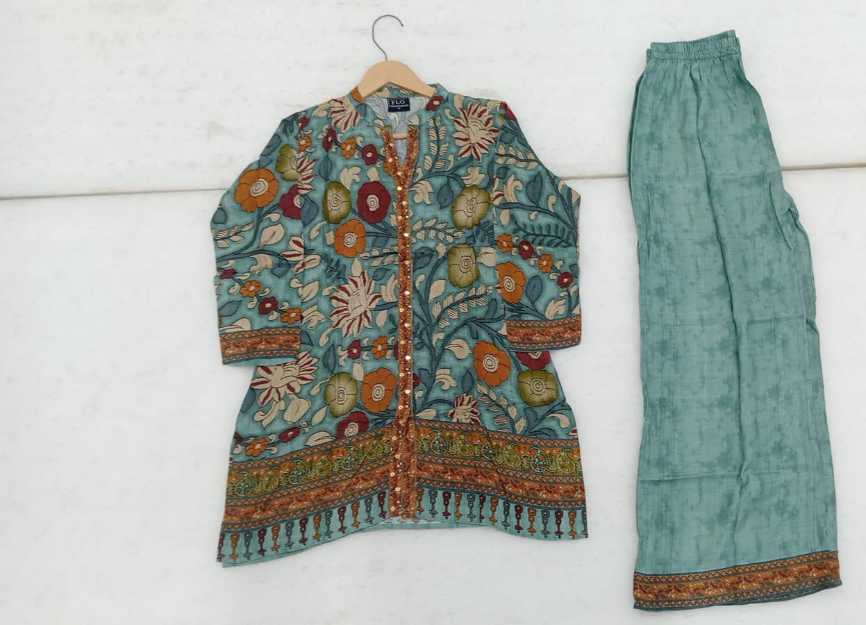 Pure mul silk kalamkari print smart two piece cordset (C221)