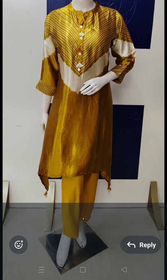 Mustred pure gaji silk two piece cordset (A1040)