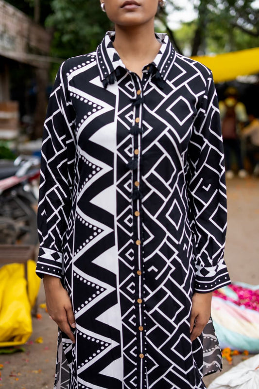 Black cotton modal two piece cordset (A951)