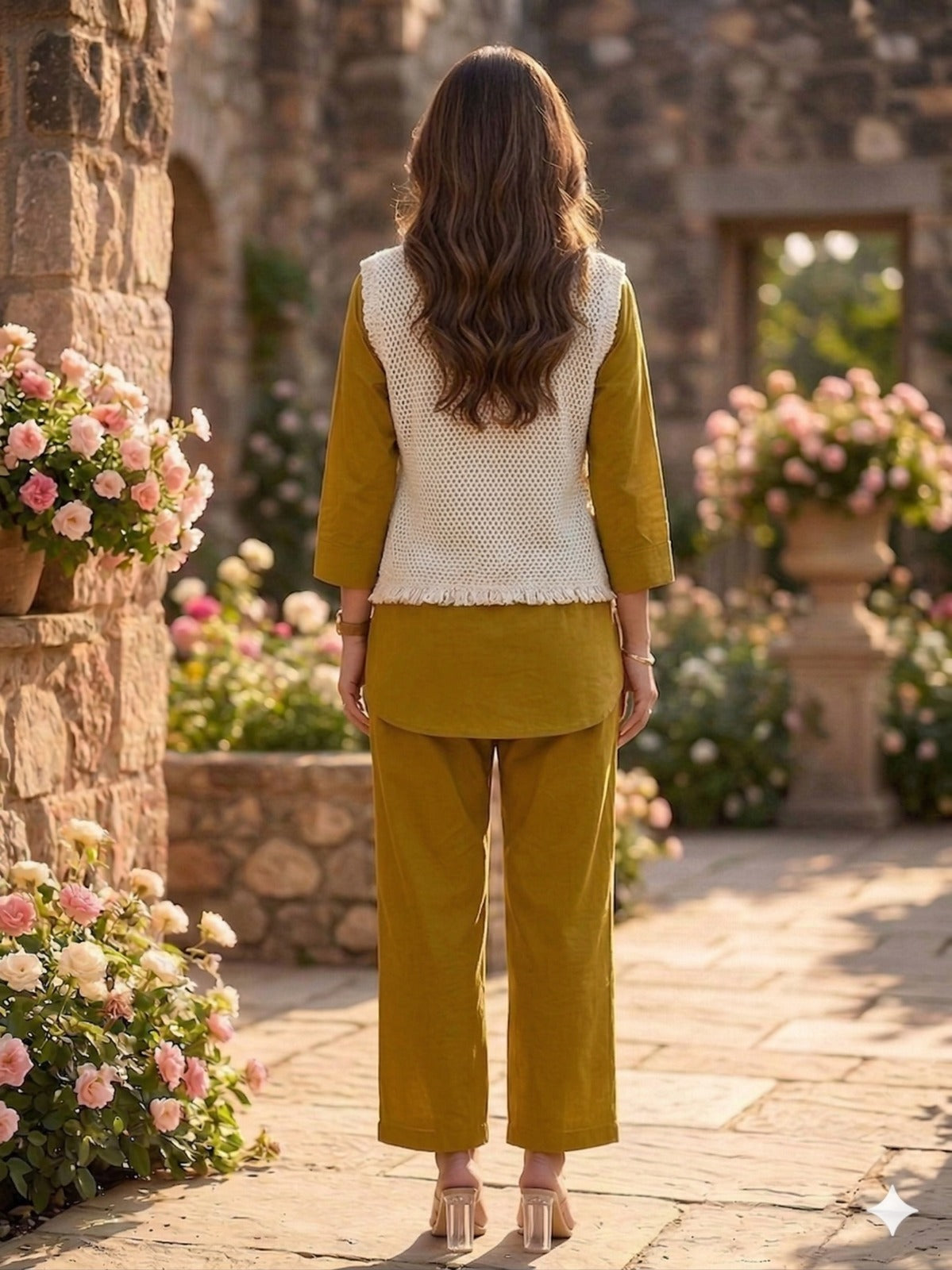 Cotton linen three piece cordset (B544)