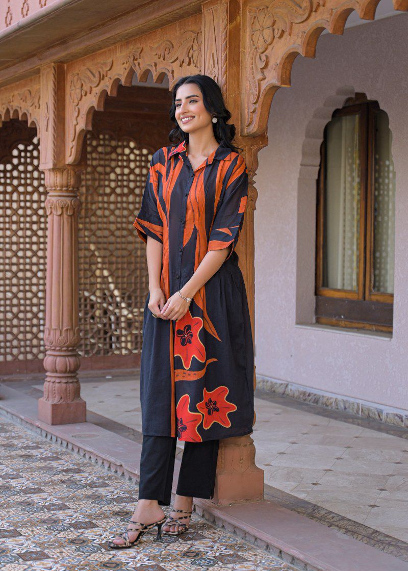 Pure cotton digital print smart two piece cordset (B924)