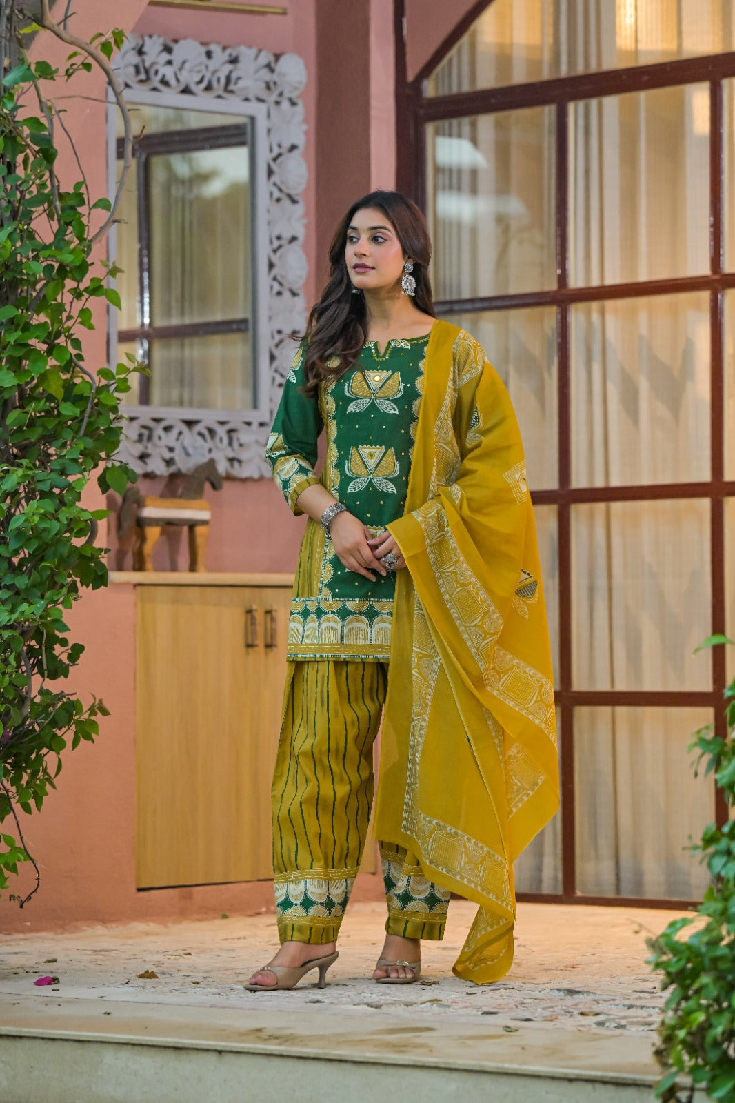 Pure cotton with farshi salwar three piece set (C445)