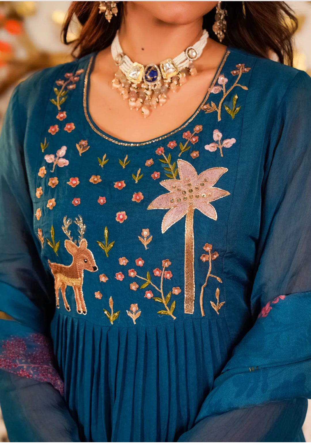 Pure oraganza designer three piece sharara set (A1217)