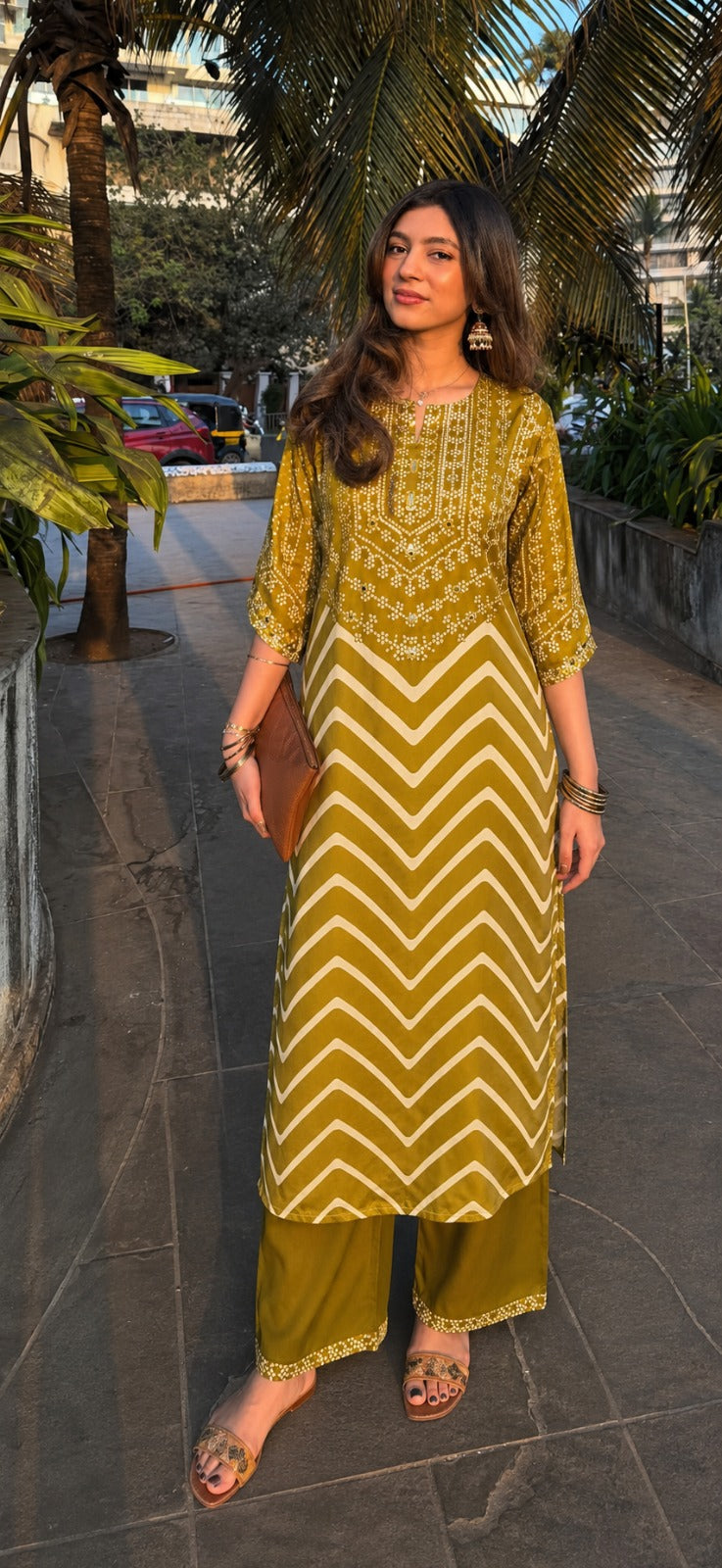 Pure gaji silk Lehriya with bandani two piece cordset (S251)