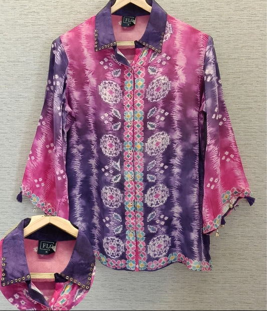 Pure crape Designer shirt loose fit upto 46 size (A1323)