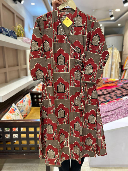 Pichwai pure cotton Angrakha pattern two piece set (P1932)