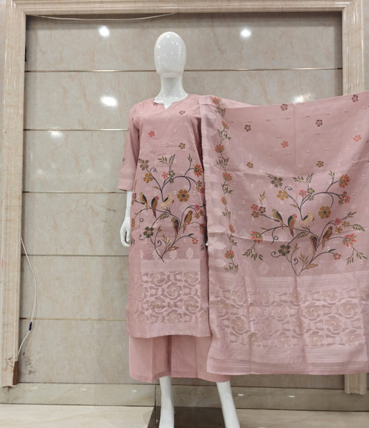 Jacquard cotton with lining smart three piece set (B730)