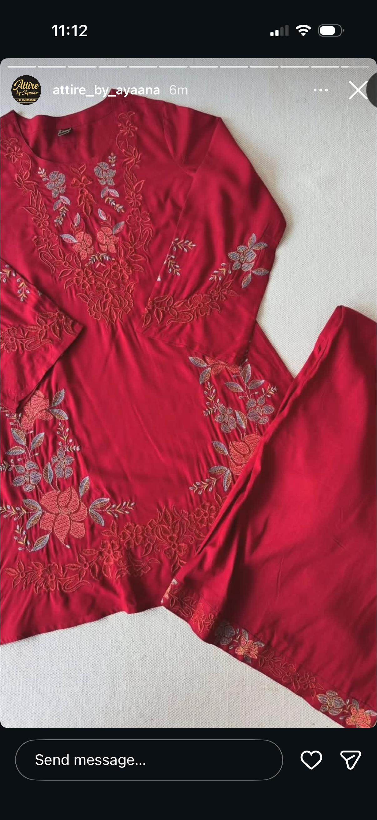 Cotton modal fully embroidered smart two piece cordset (C560)