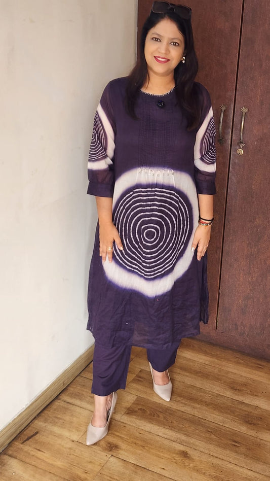 Pure mul cotton with lining A line pattern with mobile pocket two piece cordset (B115)