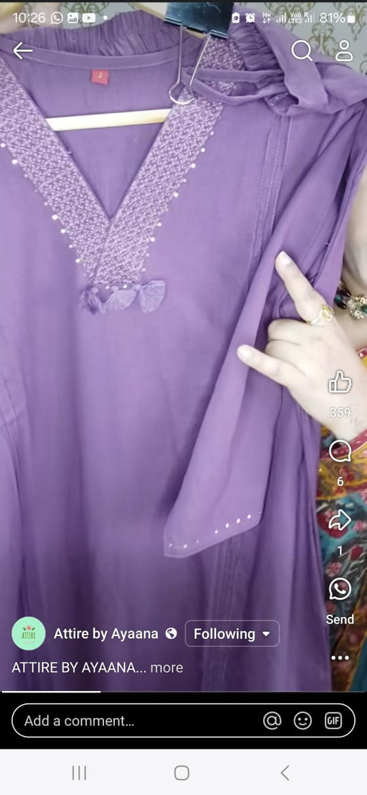 Handloom cotton solid color two piece set (P1264)