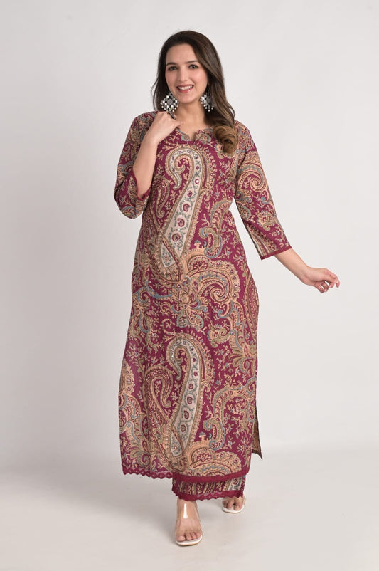 Pure cotton mugal print two piece cordset (B967)