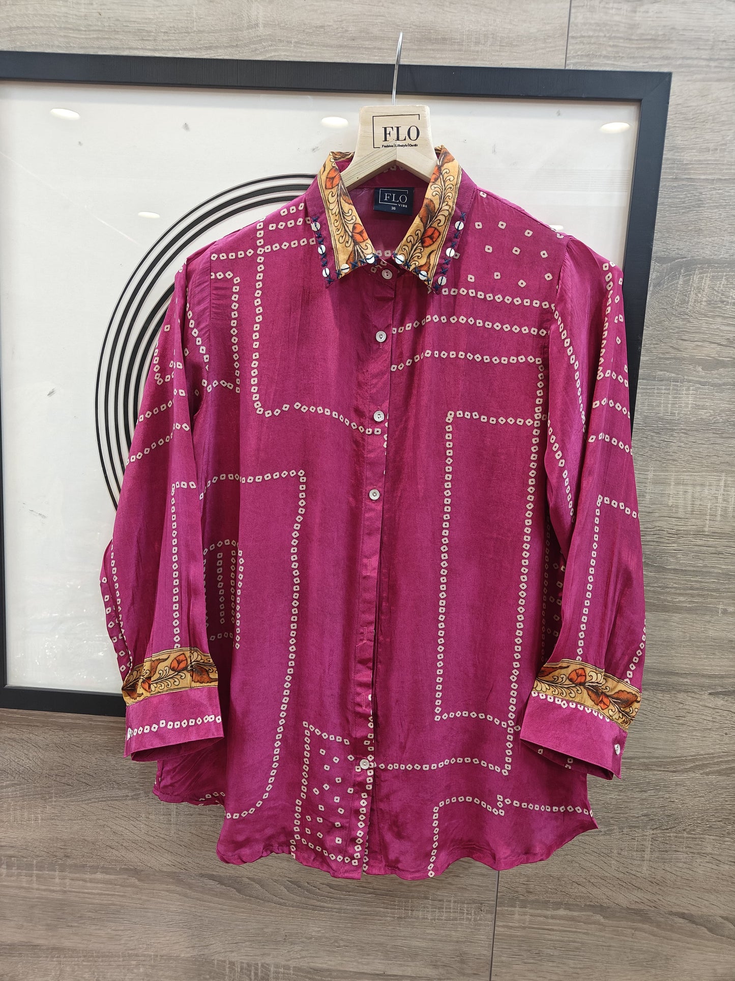 Pure crape digital print smart shirt (B826)