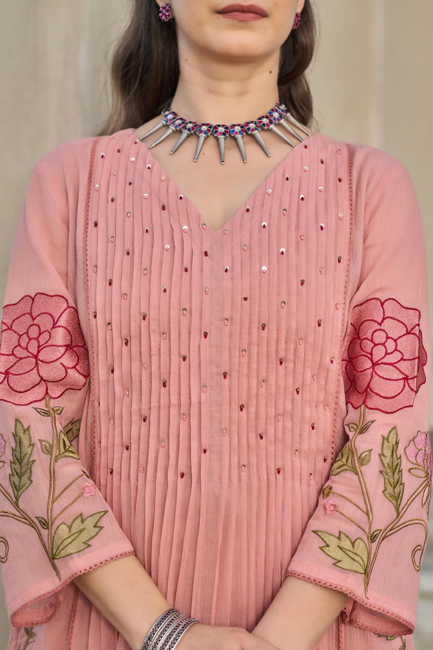 Cotton with lining fully embroidered very beautiful three piece set (S189)