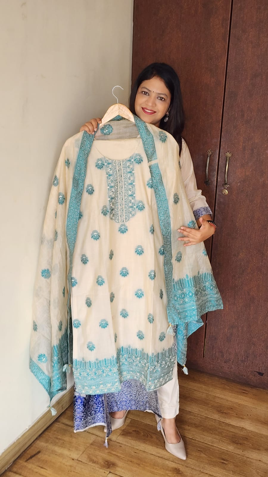 Jamdani fully thread work with mul lining three piece set (B311)