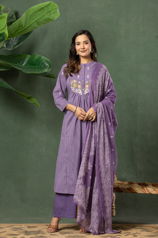 Pure cotton A line pattern three piece set (B1035)